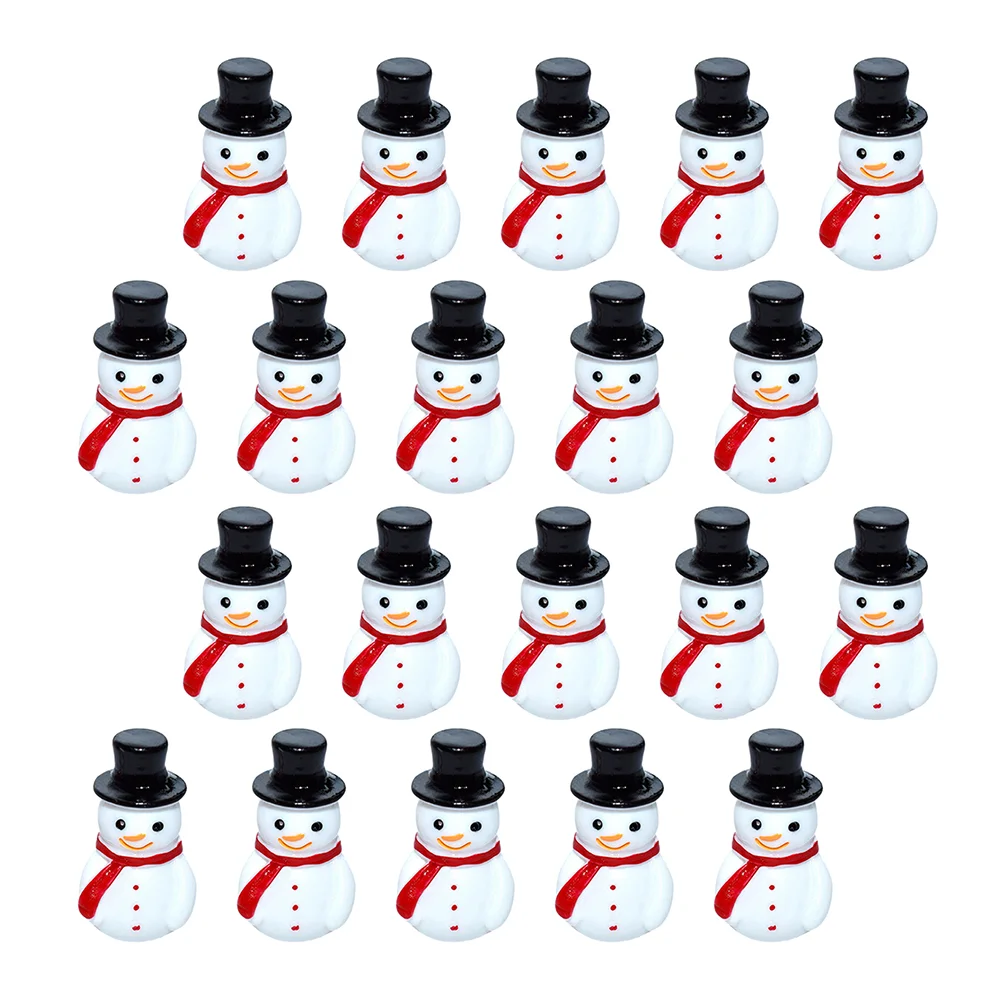 

20 Pcs Mini Snowman Resin Dining Table Decor Crafts Figurines Hanging Ornaments Xmas Toy Room Christmas