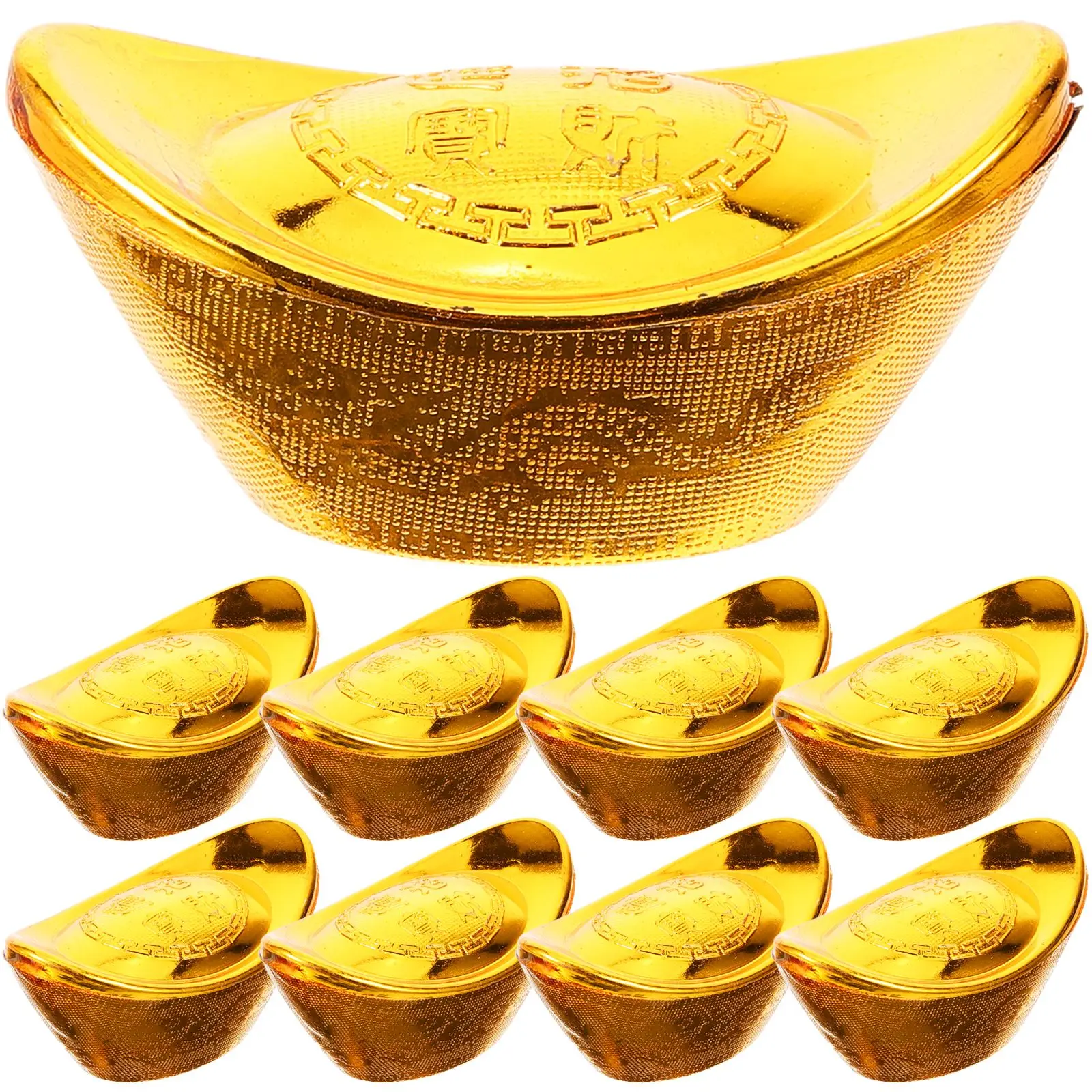 

12Pcs Plastic Ingot Gold Ingot Decors Simulated Gold Ingot Candy Ingot Boxes Candy Box Stage Props Gold Yuanbao Storage Box
