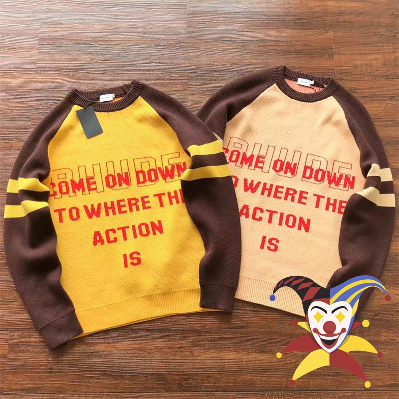 

Свитер мужской/женский жаккардовый составного кроя с надписью ревеня