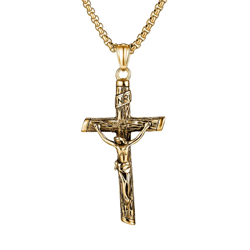 

2021 Hip Hop Jesus Cross Pendant Necklace For Women Gold Silver Color Link Chain Choker Man Necklace Collar Gothic Jewelry Gifts