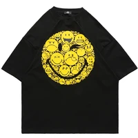 men t shirts hip hop funny smile face print streetwear tops harajuku oversized t shirt casual cotton loose short sleeve tees