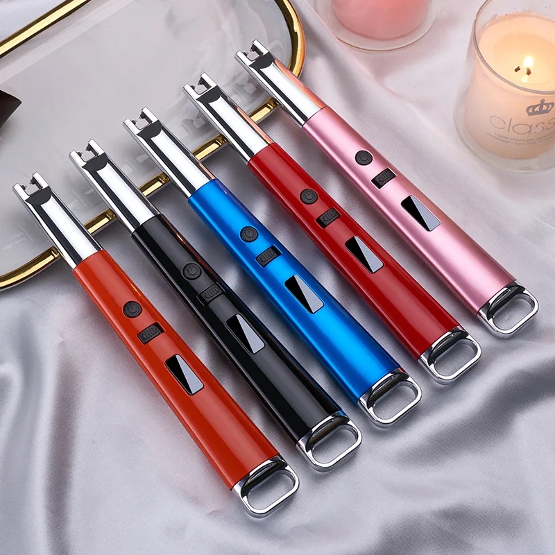 

USB электрическая перезаряжаемая длинная кухонная зажигалка для плиты ветрозащитсветодиодный светодиодная плазменная дуга беспламенная с...