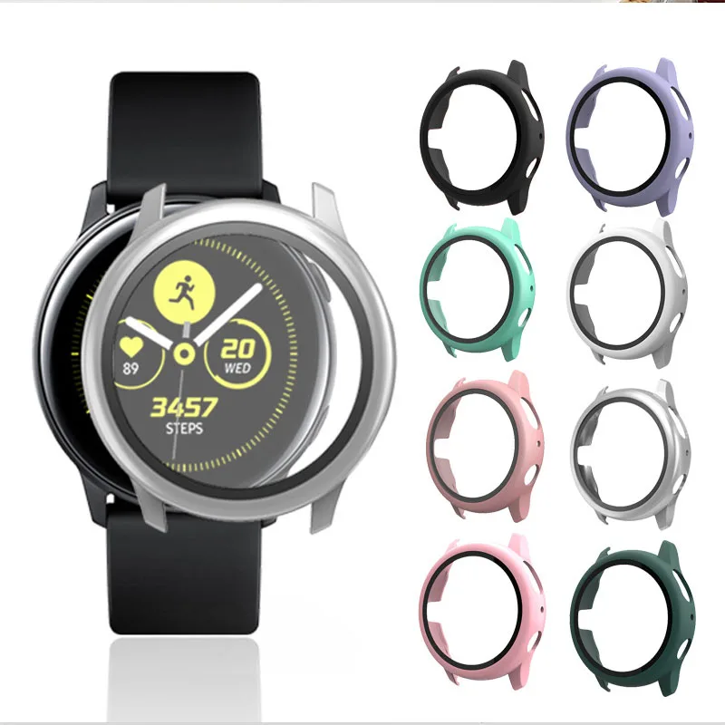 

Case for Samsung Galaxy Watch Active 2 44mm 40mm Full Coverage Bumper Case with Tempered Glass Protective Cover Screen Protector