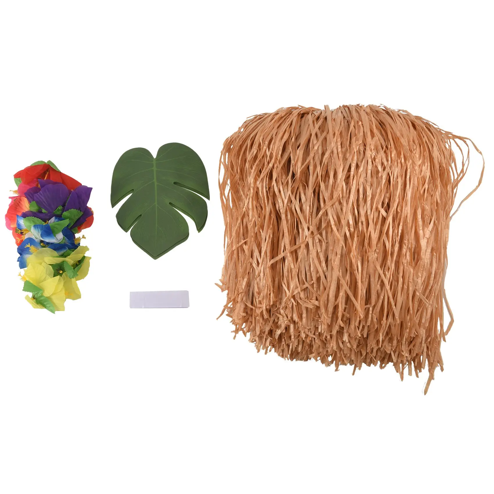 

41PCS Party Decorations with 275CM Hawaiian Luau Grass Table Skirt Tropical Palm Leaves Tropical Flowers-YELLOW
