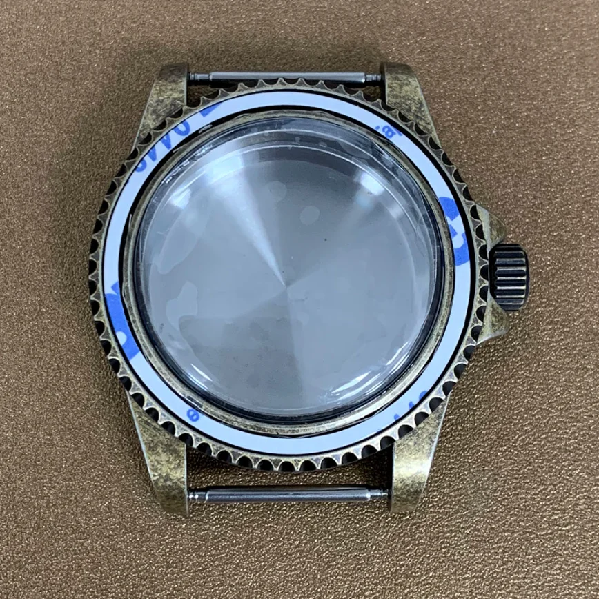 39.5mm Watch Case Bi-directional Rotating Bezel Vintage Watch PVD Bronze Case Fits NH35 Automatic Movement Watch Accessories