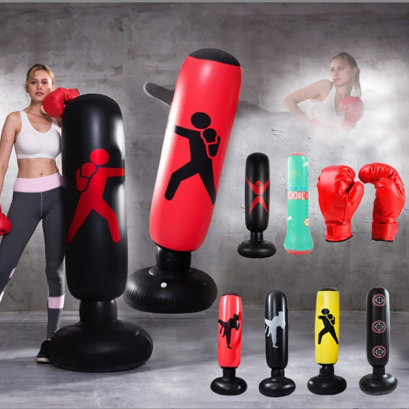 

Боксерский мешок 160 см, надувной тумблер с свободной подставкой для тренировок в тайском стиле, мешок с песком для снижения давления, с возду...