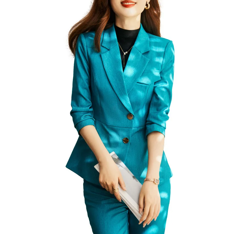 

Women Jacket Pants Suit Sets or Single Blazer for Office Ladies Work to Wear High Fashion Career Clothing for Female Fall Slim