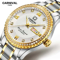 carnival luxury gold mens watches top brand business automatic mechanical golden watch men casual waterproof sport clock