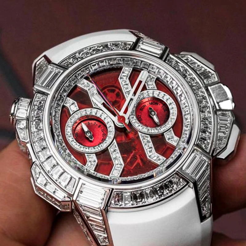 Часы-хронограф Мужские кварцевые Серебристые в стиле хип-хоп