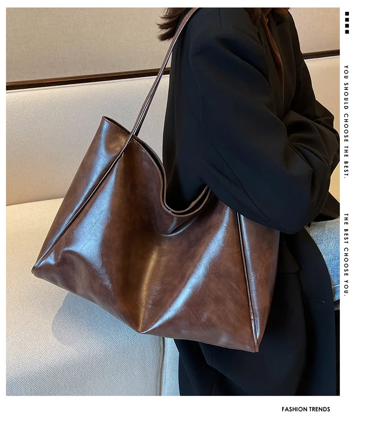 

Tote Bag Women's Bag 2023 New Autumn/Winter Japan/Korea Large Capacity Soft Leather Shoulder Bag Retro Casual Handheld Big Bag
