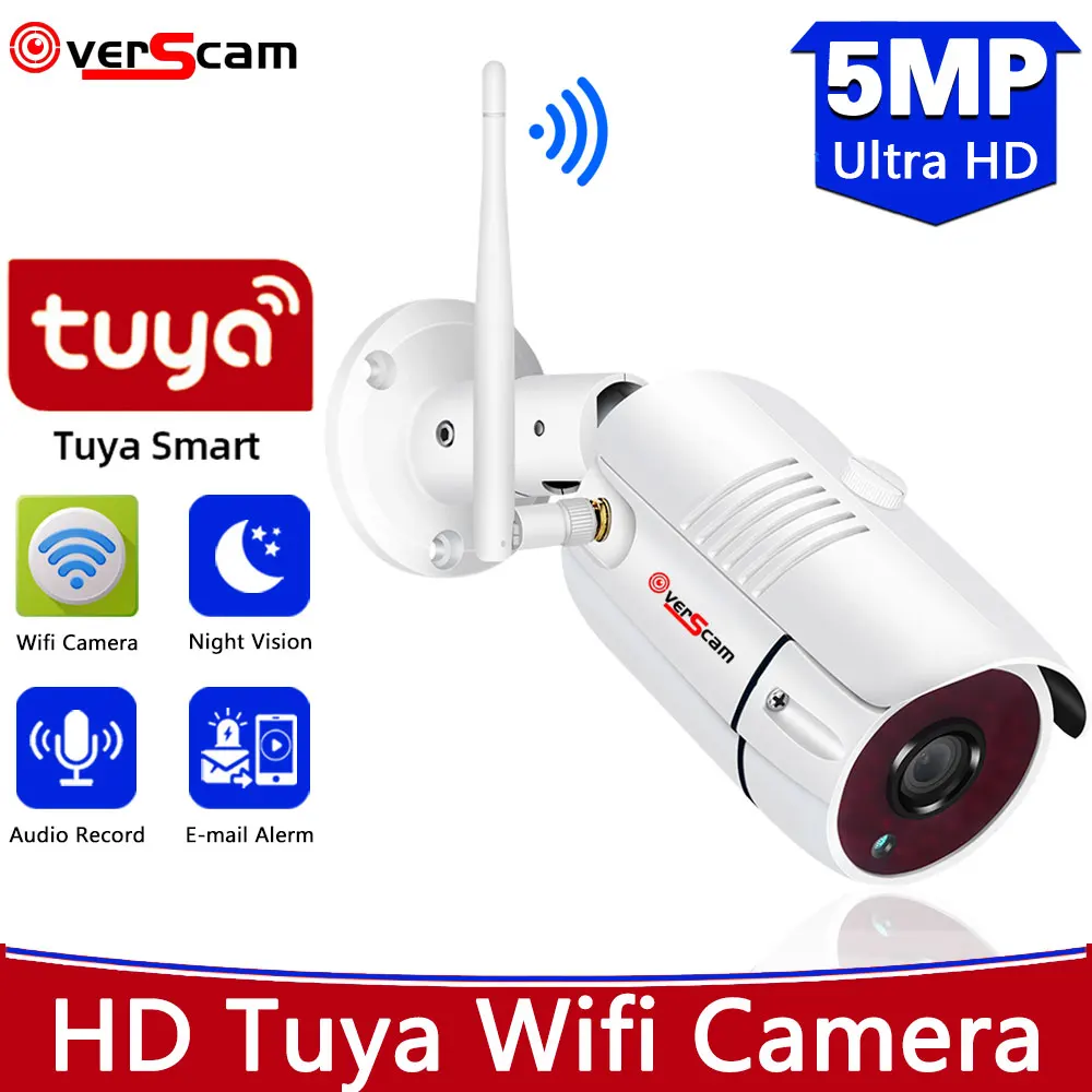 

Tuya Bullet Outdoor WIFI IP Camera 5MP Waterproof 3.6mm Lens Audio Wireless CCTV Camera 5MP Night Vision Camera