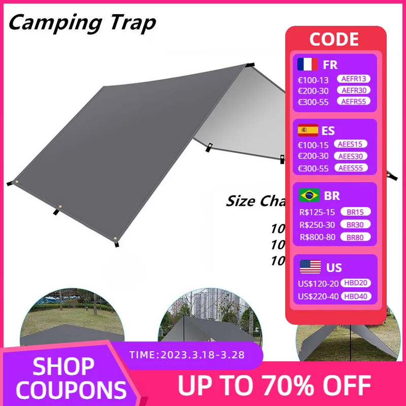

Camping Canvas Shelter UV Resistant Waterproof Rainproof Cover Canvas Retractable RV Awning Beach Sun Shelter Canopy for Camping