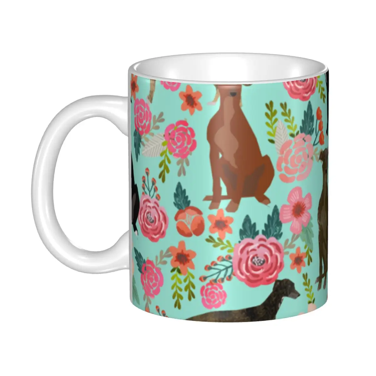 

Greyhound Цветочная милая собака мята кофейные кружки Сделай Сам модная керамическая кружка на заказ креативный подарок