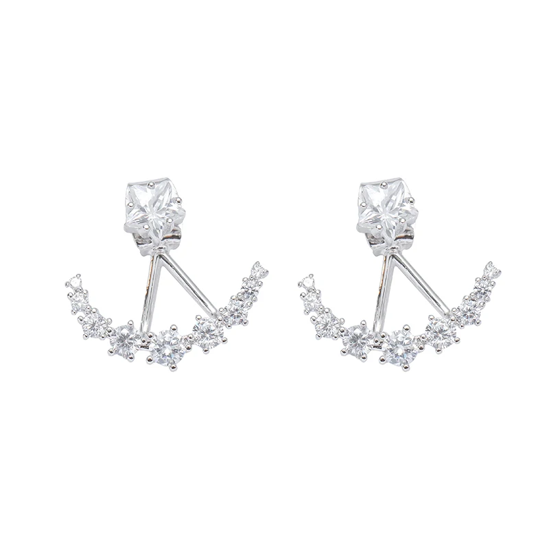 

Real 925 Silver Needle Fashion Shiny Zircon Ladies Stud Earrings Jewelry Women Female Wholesale Anti Allergy