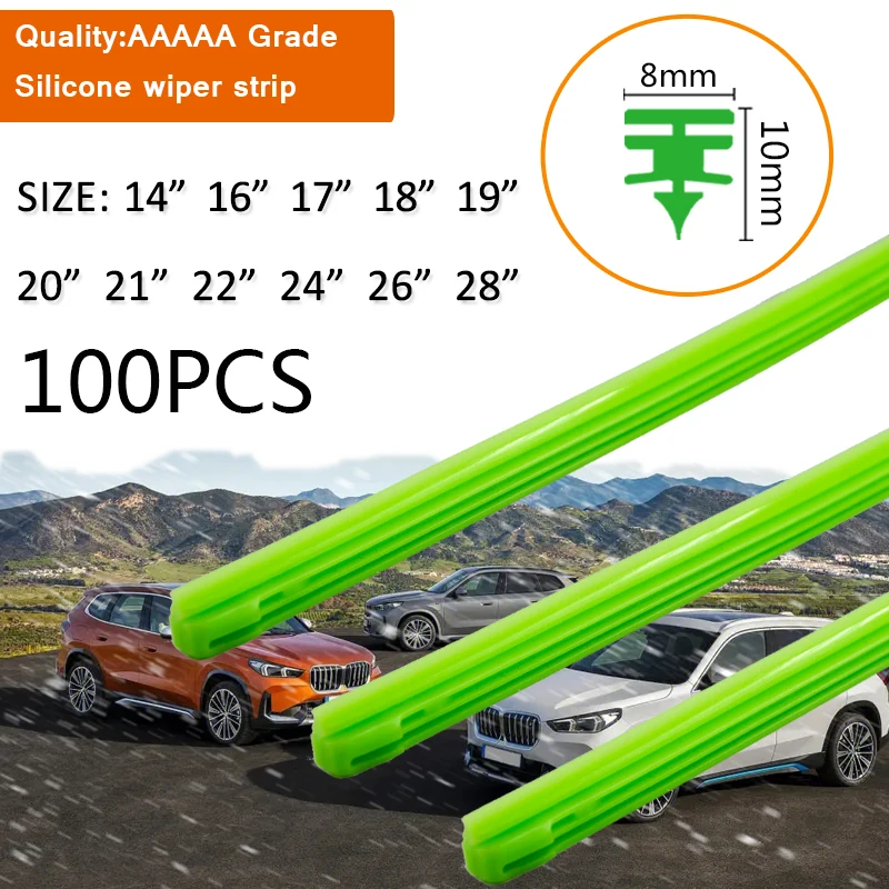 

100 шт. автомобильные стеклоочистители ветрового стекла зеленый силикагель сменная полоса 8 мм 14 "16" 17 "18" 19 "20" 21 "22" 24 "26" 28 "автомобильные аксессуары
