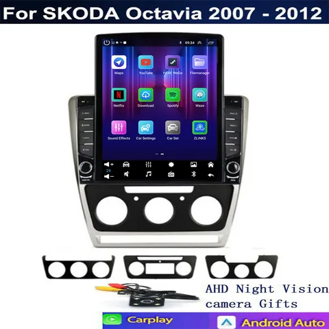 Автомобильный радиоприемник Android 14 для Volkswagen SKODA Octavia 2 A5 2007-2014 GPS Мультимедиа 5G WIFI 4G LTE Viedo Плеер Навигация DSP DVD