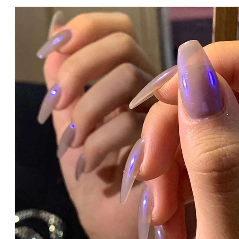 Двухцветные сплошные порошки для ногтей Аврора Прозрачные голографические