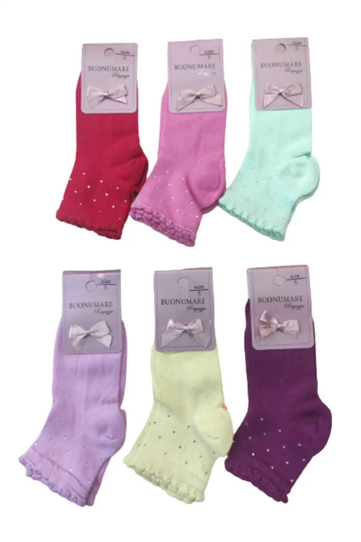 

Girl socks cotton mixed color 6 pcs Set socket socks pink flat stone print medium underwear