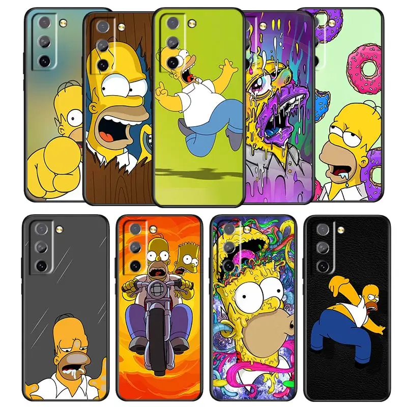 The Simpsons Animation Phone Case For Samsung Galaxy S22 S21 S20 S10 S10e S9 S8 S7 PRO Ultra Plus FE Lite Black luxury Silicone