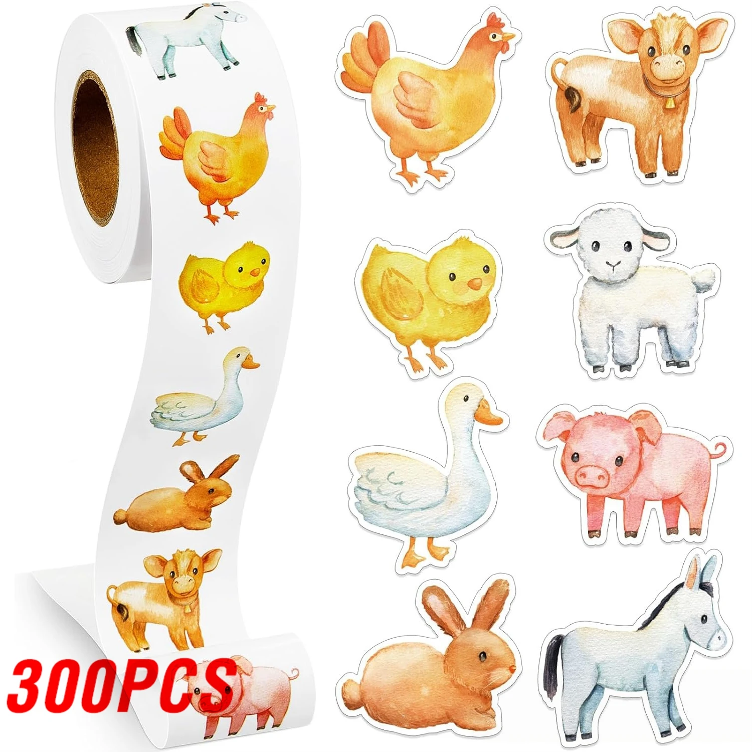 

100-500 шт., наклейки с героями мультфильмов, фермы, зоопарка, животные, украшения, наклейки «сделай сам», скрапбук, скейтборд, круглая уплотнительная этикетка, канцелярские принадлежности