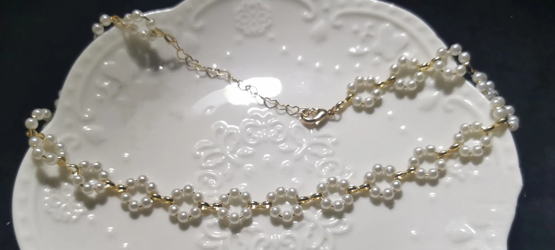 Оригинальное медное позолоченное защитное ожерелье с имитацией жемчуга на