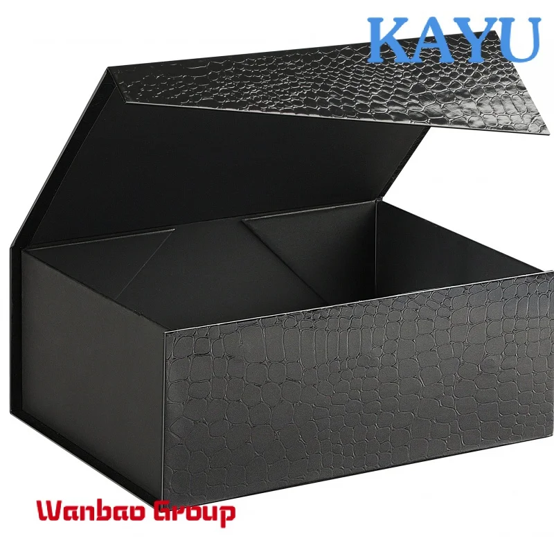 Elegant Black Gift Boxes Crocodile Leather Paper Gift Box for Gift Packaging, Bridesmaid Proposal Groomsmen Proposal Box,