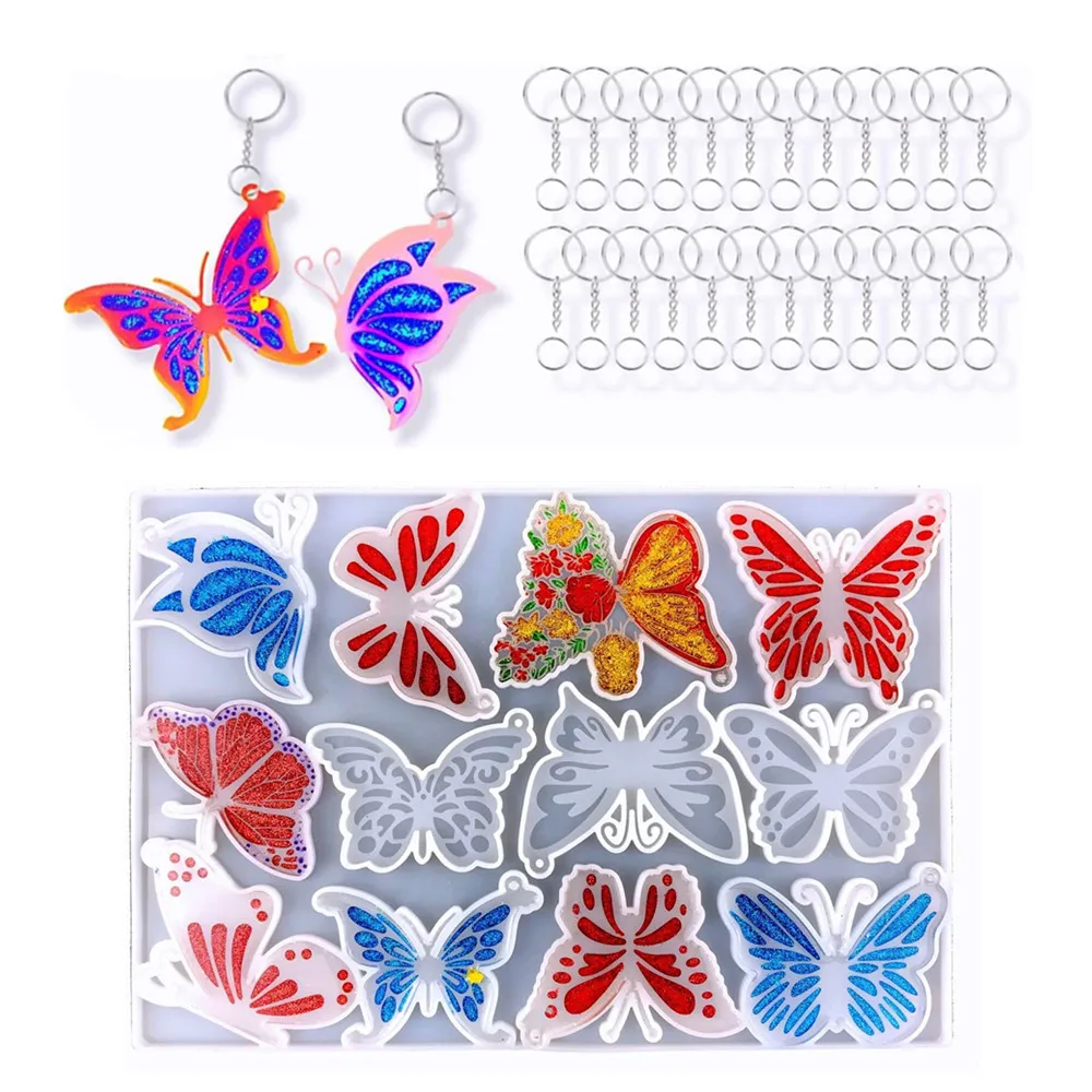 

Butterfly Earring Mold Silicone Resin Pendant Keychain Mould Epoxy Casting Craft Diy Jewelry Backpack Decora Making Supplie Tool