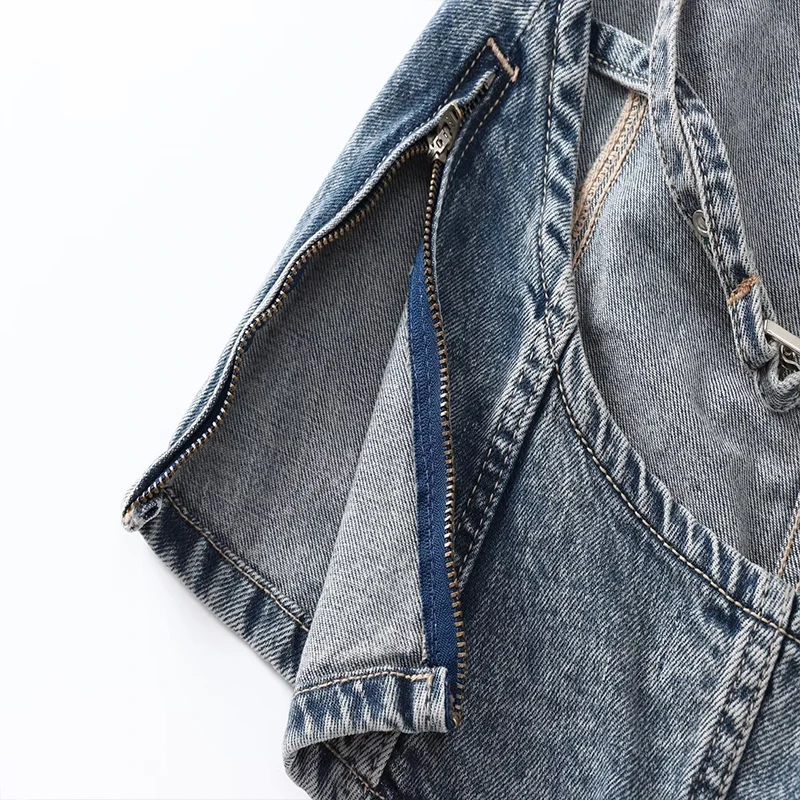 Женская модная винтажная джинсовая юбка без рукавов с открытой спиной