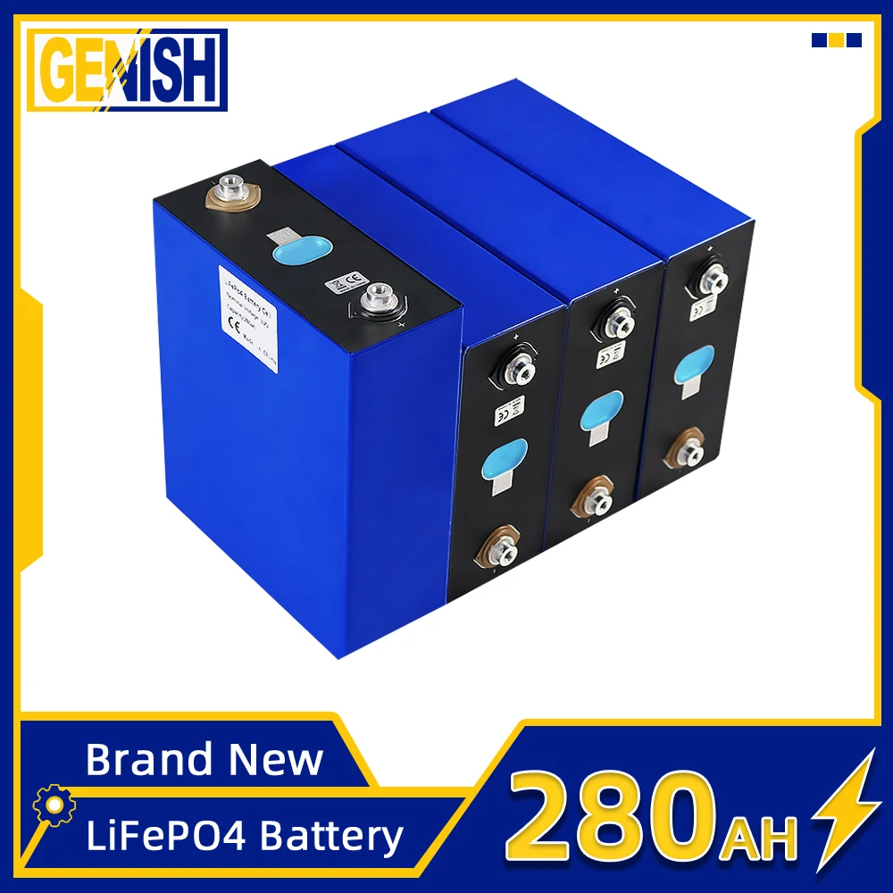 

280Ah 3.2V LifePo4 4-16PCS Grade A Rechargeable Battery Pack High Capacity Deep Cycle Cell DIY 48V 96V For Boat Golf Cart RV Van