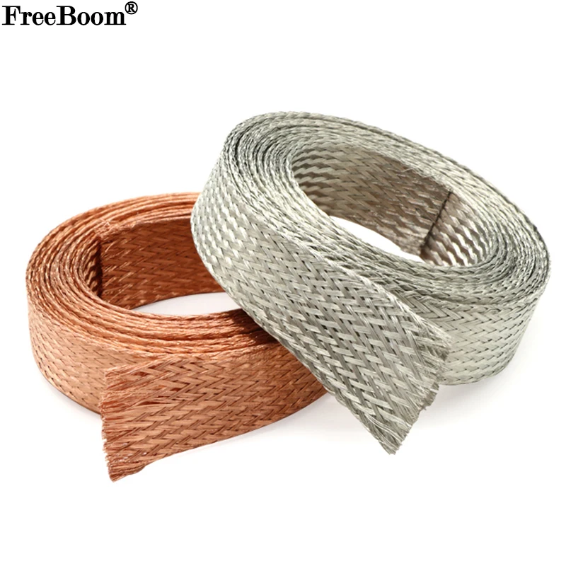 

1M/5M Tinned Plating Copper Braided Sleeve 2mm ~ 30mm Expandable Metal Sheath Screening Signal Wire Cable Shielded
