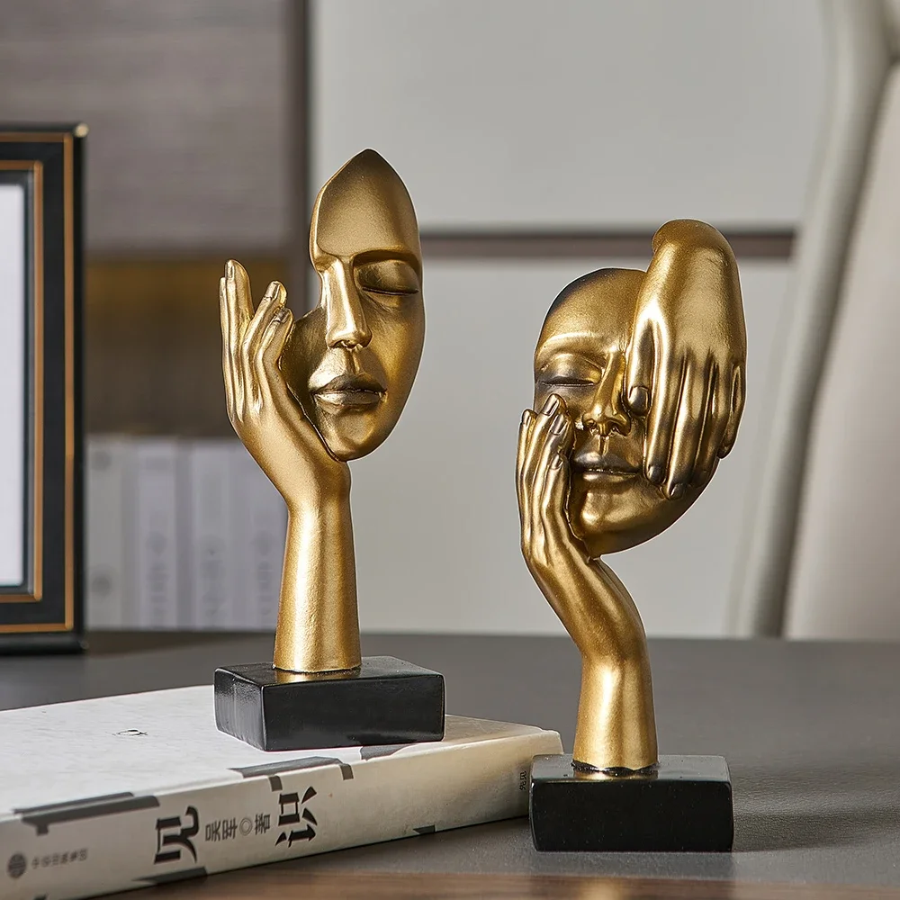 

Nordic Home Decor Face Sculptures Modern Abstract Mask Statue Thinker Figurines Living Room Decor Desk Office Ornament Gift