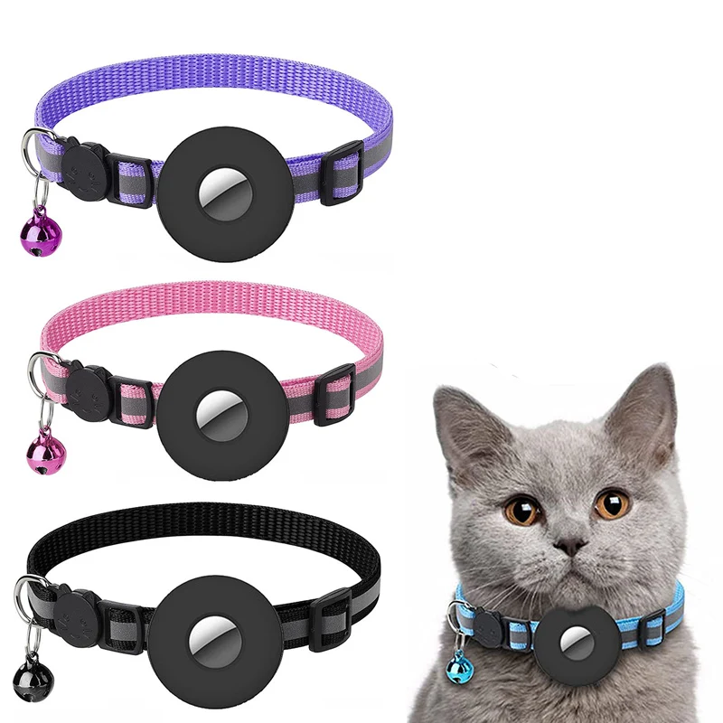 Cat Collar with Airtag Case Safety Buckle Adjustable Belt Reflective Nylon Kitten Anti-lost For Cats Dogs |