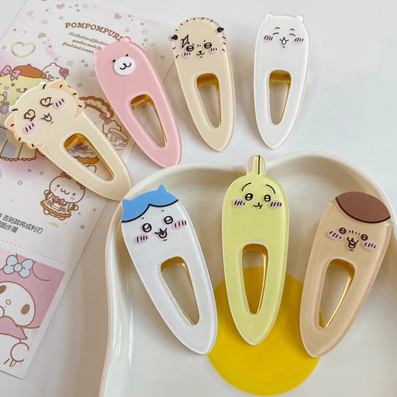 

Кавайный мультяшный самозатягивающийся медведь Chiikawa акриловый зажим Утконос Харадзюку аксессуары для волос в виде животных детские подарки на день рождения для девочек