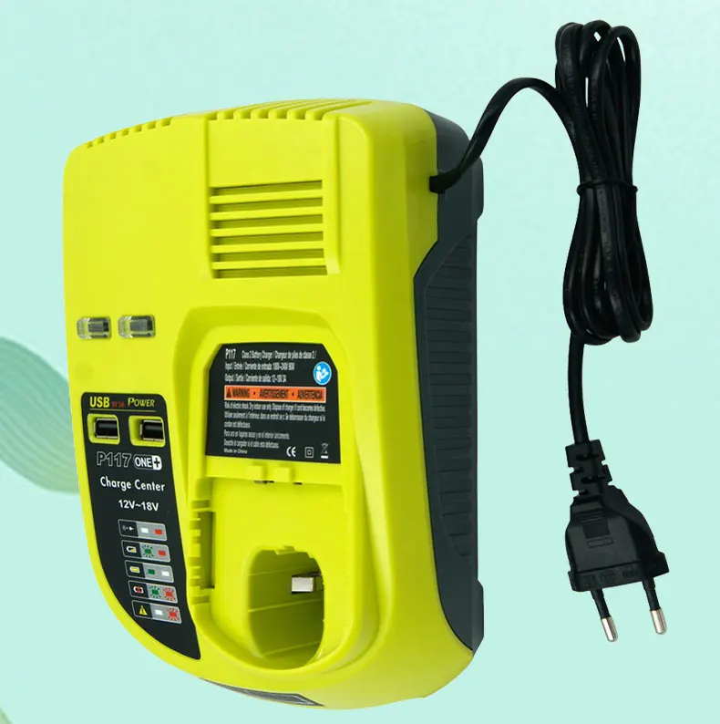 

P117 Rechargeable Battery Charger AC100-260V Li-Ion Nicd Nimh Universal Charger for Ryobi Batteries P103 P105 P107 P118 USB Port