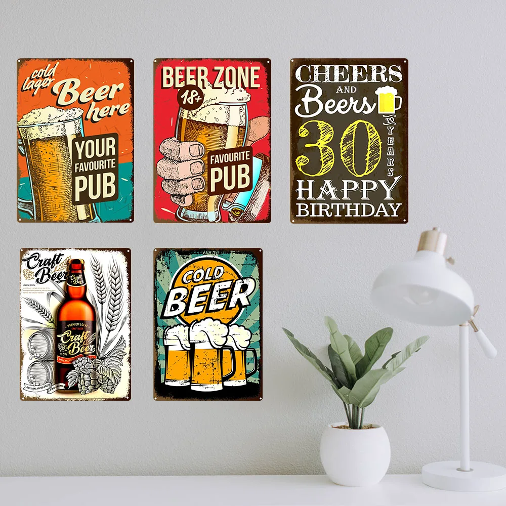 

Man Cave Decor Beer Metal Signs Vintage Plaque Beer Wine Wall Poster for Bar Pub Club Advertising Wall Decorative Plates