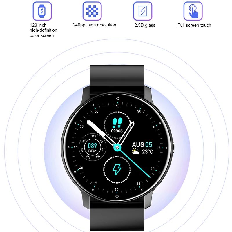 

Смарт-браслет Zl02d, часы с информационным напоминанием и сенсорным экраном, мониторинг сердечного ритма и уровня кислорода в крови