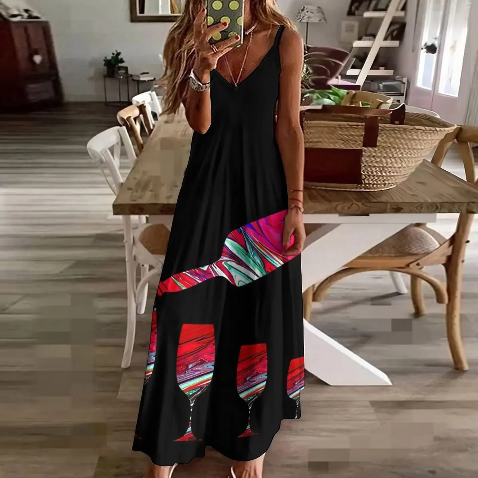 Красно-бордовое-моя чашка платье без рукавов эстетическая одежда роскошное