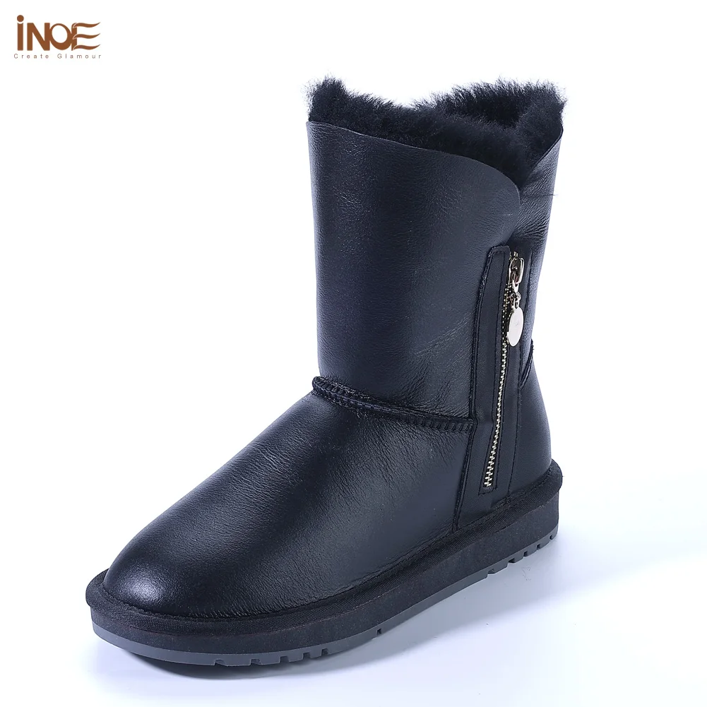 INOE 2023 Женские модные зимние сапоги в стиле теплая обувь на подкладке из