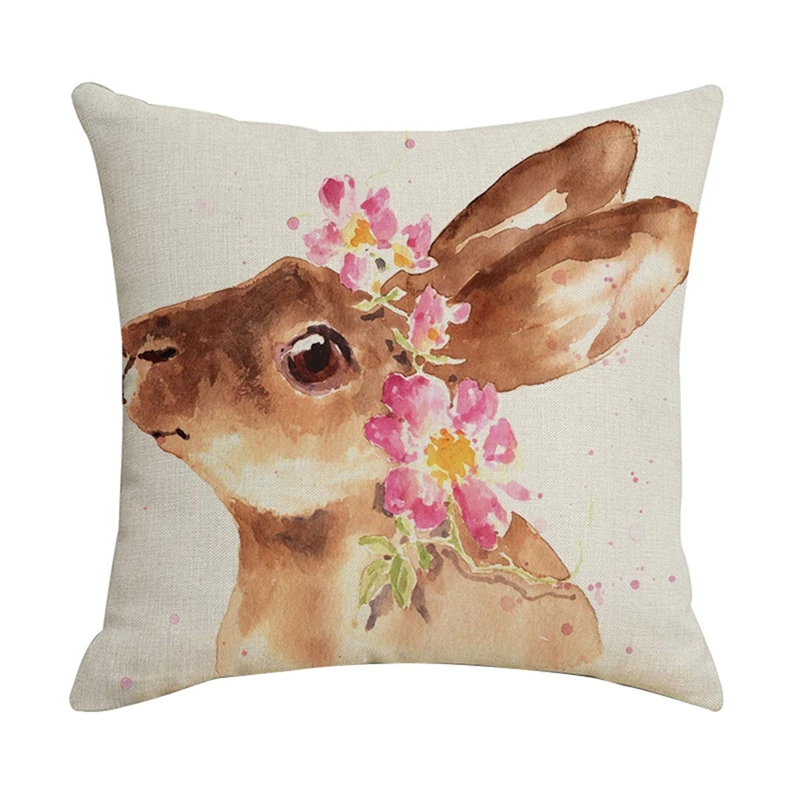 

Счастливая Пасха, наволочка, льняная подушка для дивана с принтом кролика для автомобиля, дома, гостиной, декоративная подушка