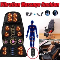 car electric massage chair pad heating vibrating back massager chair cushion home office lumbar pain relief with remote controls