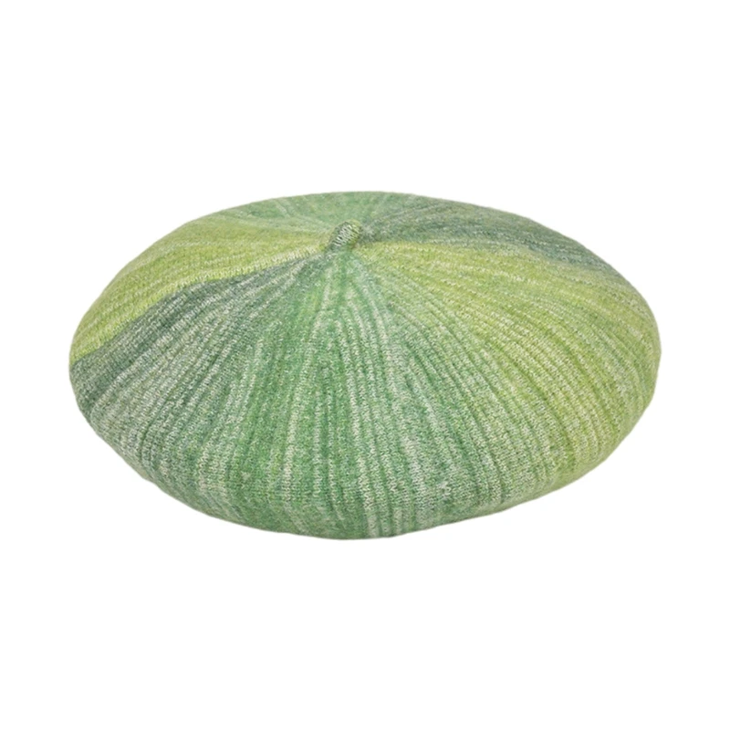 Ретро градиентный шерстяной вязаный берет простая Модная вязаная шапка