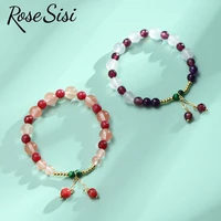 rose sisi japanese and korean version of sweet and fresh strawberry crystal bracelet for women elastic bead bracelets jewelry