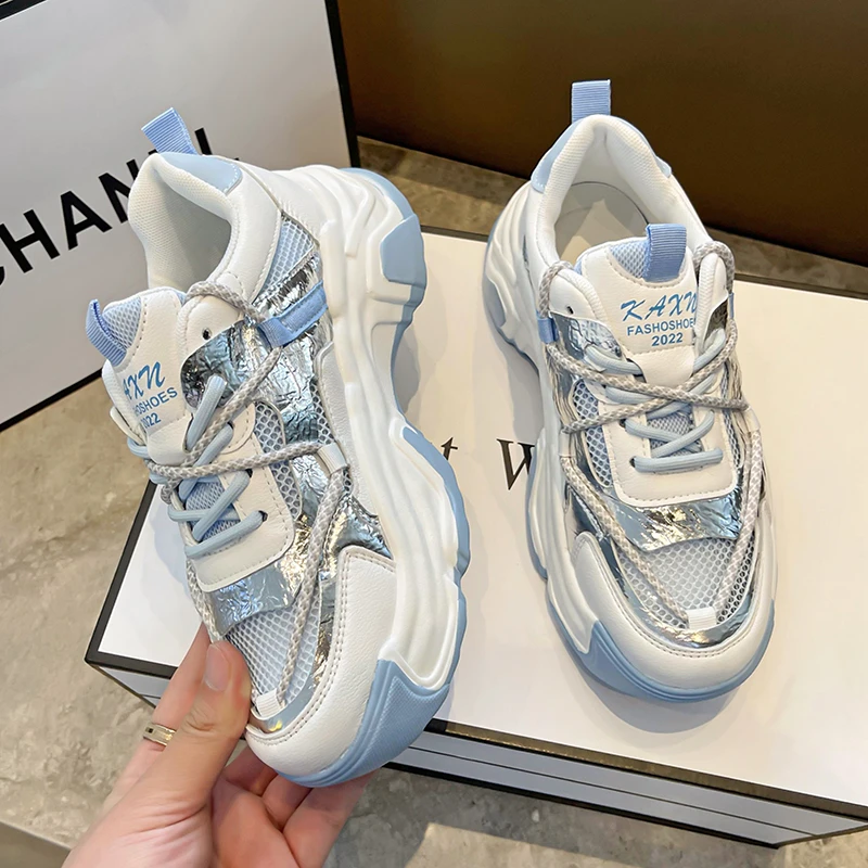 

Женские кроссовки на шнуровке, повседневная спортивная обувь, массивные, дизайнерские