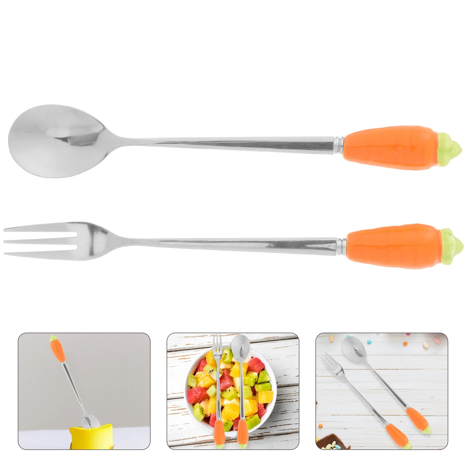 

Easter Fork Utensils Spoon Set Forks Silverware Steel Spoons Stainless Kids Toddler Flatware Cutlery Carrot Baby Eating Sets