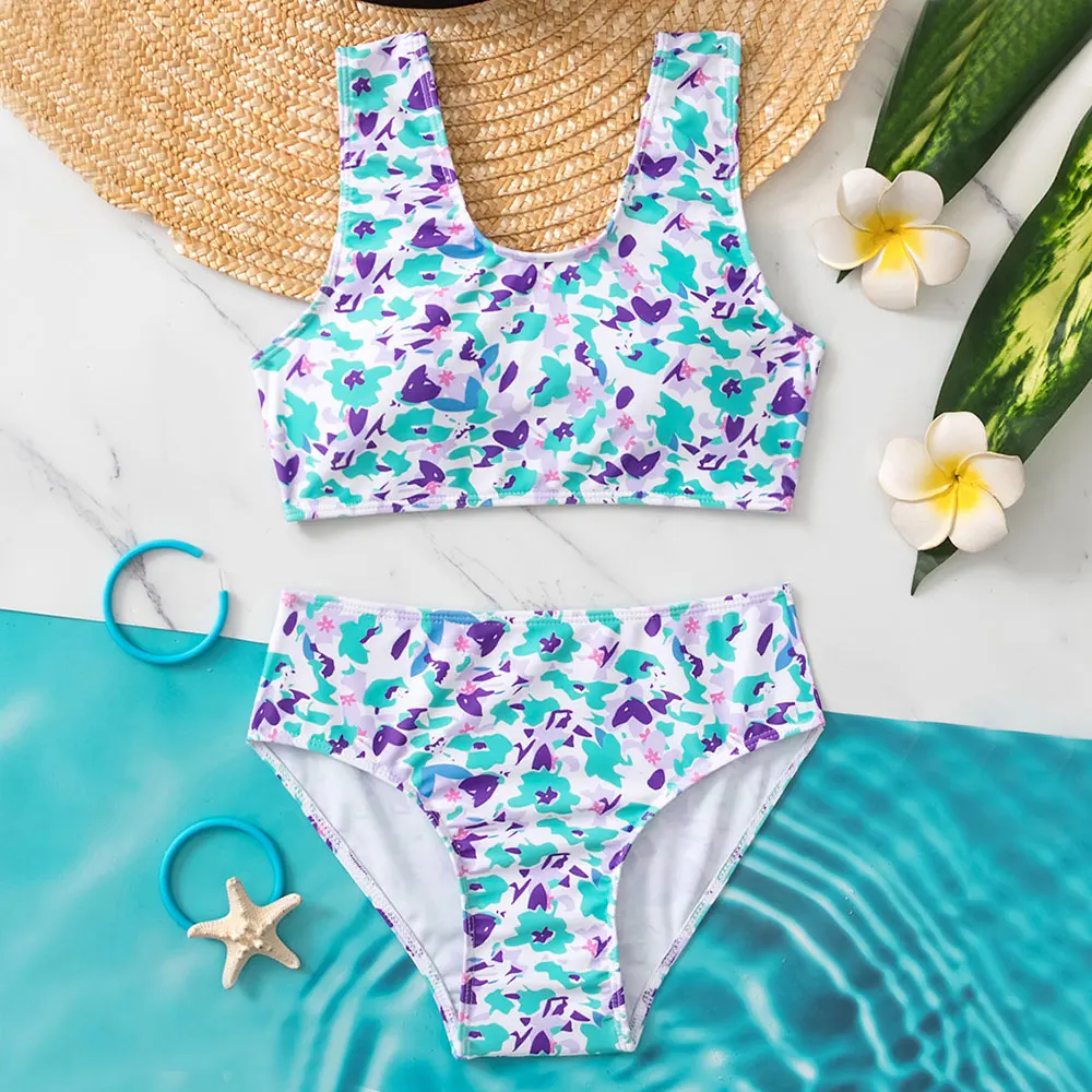 

Ditsy Floral Girl Swimsuit Bikini Kids Two Piece Children's Swimwear 7-14 Years Teen Bathing Suit 2023 Summer Beachwear Biquini