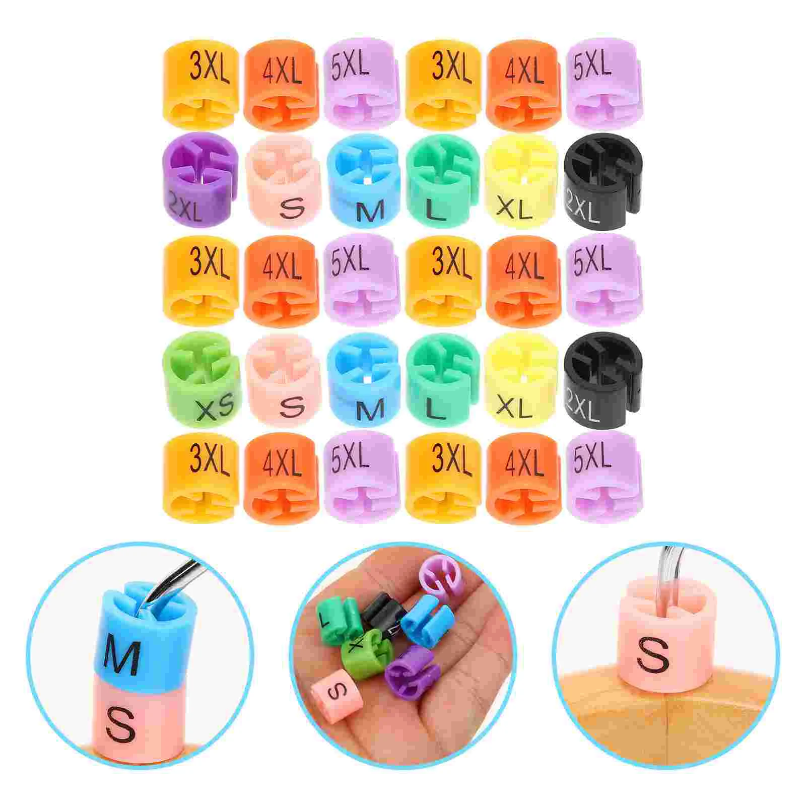 

200 Pcs Clothes Size Buckle Wire Labels Frosted Hanger Markers Divider Sizes Hangers Tags Plastic Wire Hanger Labels