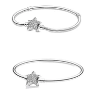 authentic 925 sterling silver moments asymmetric star clasp snake chain bracelet bangle fit bead charm diy pandora jewelry