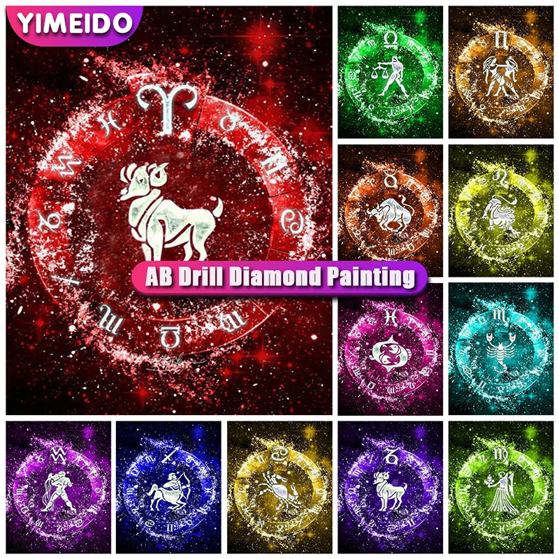

YIMEID Diy AB Diamond Painting Twelve Constellations 3d Mosaic Diamond Embroidery Cartoon Full Drill Rhinestone Cross Stitch