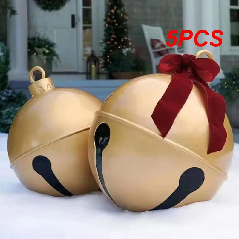 

5PCS Christmas Decorative Bell Balloon 60cm Outdoor Funny Printing PVC Inflatable Toy Ball Crafts Gift Party Christmas Ball