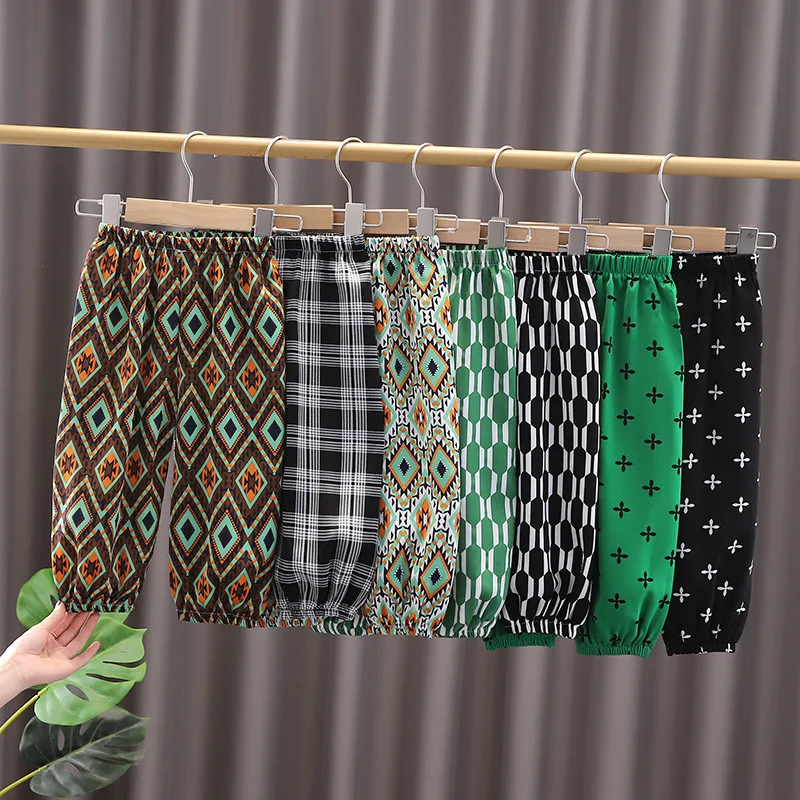 

Модные свободные длинные брюки для маленьких мальчиков и девочек, детские брюки, летние пляжные брюки, повседневные спортивные брюки с прин...